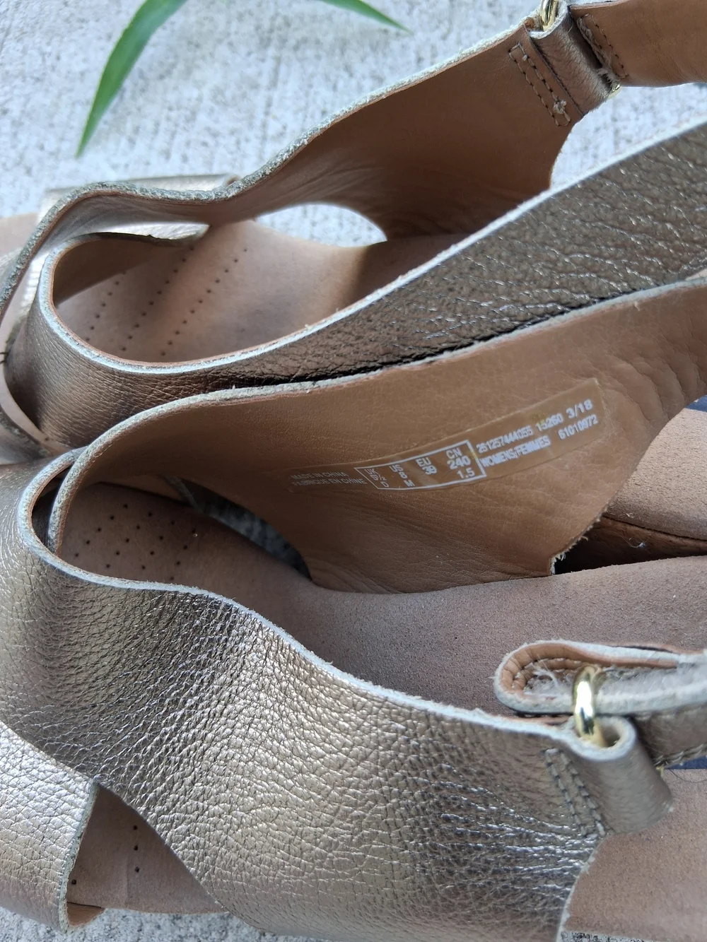 Clarks Metallic Gold Leather Slingback Sandals